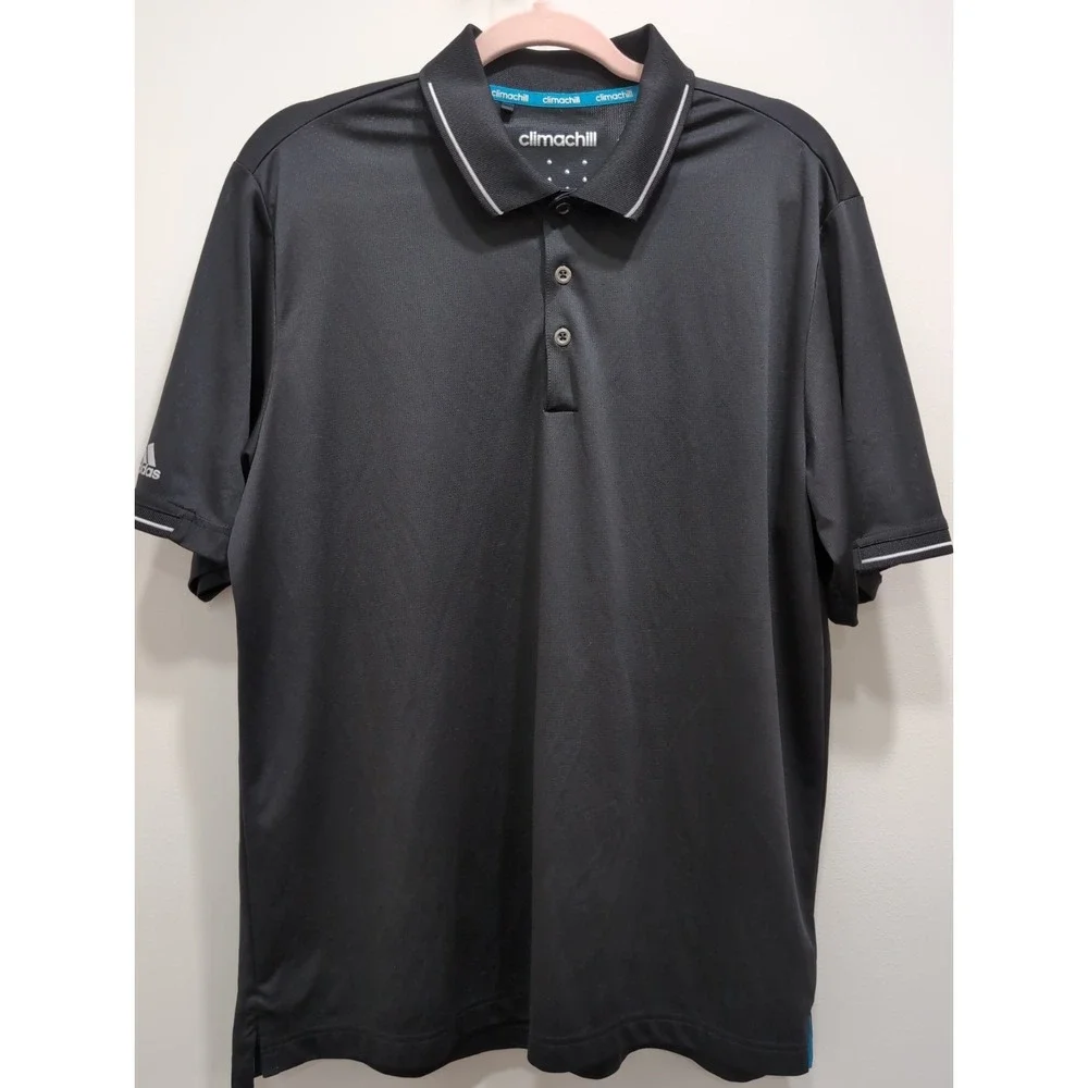 Adidas Climachill Black Polo Shirt Men's Size Medium
